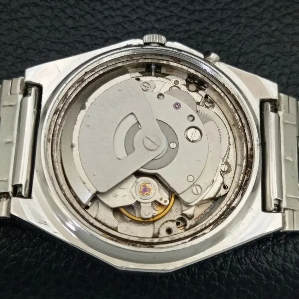 Vintage 1979 Orient Automatic Mens Silver Watch W/daydate & Gold accents